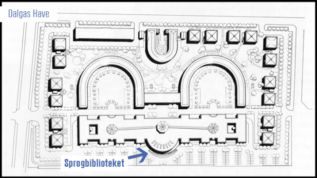 Tegning af Dalgas Have bygningen